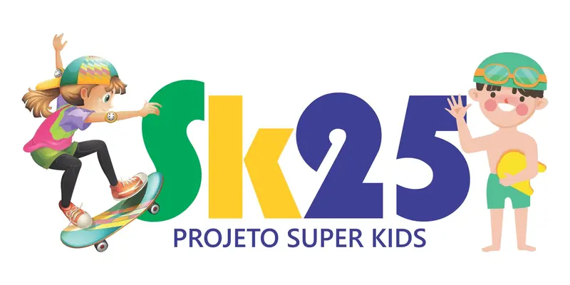 Logotipo ilustrado do projeto Super Kids.